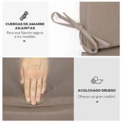 Outsunny Cojín Para Columpio De 2 Piezas 130x45x5 Cm Cojín Para Balancín Cojín De Asiento Y Respaldo Acolchado Para Jardín Terraza Balcón Exterior -Mano Mano Ventas 89582012 5
