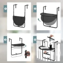 WOLTU Mesa Colgante De Terraza Mesa Plegable Para Balcon Con 3 Alturas Ajustables Mesa Redondeada Exterior Para Terraza Jardin Y Patio Mesita Auxiliar De Madera Y Metal Negro CPT8143sz -Mano Mano Ventas 89719550 5