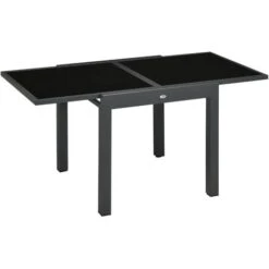 Outsunny Mesa De Jardín Extensible De Aluminio Mesa De Comedor Rectangular Con Encimera De Vidrio Templado Carga 50 Kg Para Terraza Patio 160x80x75 Cm