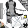 KESSER® Silla De Camping Plegable Hasta 150 Kg Silla De Pesca Silla Plegable Tapizada Con Reposabrazos Y Portabebidas + Bolsa Con Respaldo Alto , Silla De Playa, Taburete Plegable Grau / Schwarz (de)