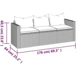 Sofá De Jardín 3 Plazas Con Cojines Ratán Sintético Negro VidaXL -Mano Mano Ventas 90205560 3