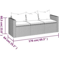 Sofá De Jardín De 3 Plazas Con Cojines Ratán Sintético Marrón VidaXL 7 Sofá De Jardín De 3 Plazas Con Cojines Ratán Sintético Marrón VidaXL -Mano Mano Ventas 90205564 3