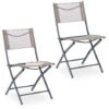 Relaxdays Set 2 Sillas Jardín, Asiento Plegable Terraza, Balcón, Silla Camping Metal 120 Kg, Resisten Intemperie, Marrón