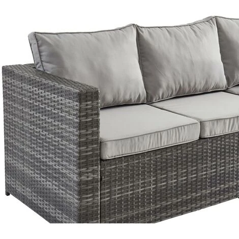Sofá De Jardín De 3 Plazas De Resina Trenzada - Gris - ANORI - Venta-unica 3 Sofá De Jardín De 3 Plazas De Resina Trenzada - Gris - ANORI - Venta-unica - Imagen 3