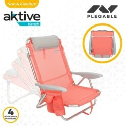 Pack Ahorro 2 Sillas Playa Flamingo Multiposición C/cojín Y Bolsillo 51x45x76 Cm Aktive -Mano Mano Ventas 90395866 3