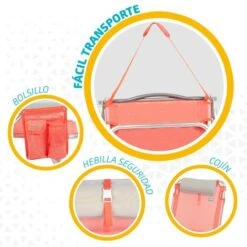 Pack Ahorro 2 Sillas Playa Flamingo Multiposición C/cojín Y Bolsillo 51x45x76 Cm Aktive -Mano Mano Ventas 90395866 4