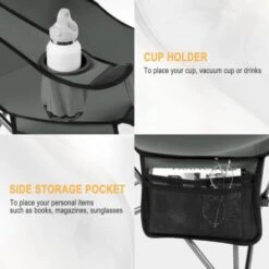 WOLTU Set De 2 Silla Camping Sillas Plegables Silla De Acampada Portátil Ligera Para Picnic Playa Jardín Pesca Con Portavasos Gris -Mano Mano Ventas 90397045 5