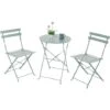 Conjunto De Terraza, Balcón O Patio Con Mesa Y 2 Sillas Modelo Bistreau ORION91 Conjunto Plegable De Exterior Metálico Color Gris Arena Mesa Redonda Para 2 Personas