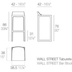 Taburete Vondom Wall Street 42x42x86 - Blanco - Pack De 2 Unidades -Mano Mano Ventas 91263852 3