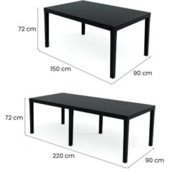 Mesa De Jardín Susa, Mesa De Comedor Extensible Rectangular, Mesa De Jardín Extensible 100% Made In Italy, Cm 150x90h72, Antracita -Mano Mano Ventas 91298456 4