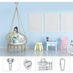 Gancho De Techo Colgante Soporte De Silla De Acero Inoxidable De Primera Calidad Hasta 400 Kg Para Silla Colgante Hamaca Saco De Boxeo Entrenador De Honda Toldo De Tela De Yoga Nido Columpio Asiento C -Mano Mano Ventas 91349578 3