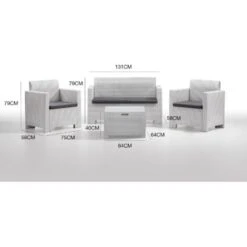 Conjunto De Salón Exterior Venere, Conjunto De Jardín Con Cojines, Conjunto De Salón Interior Efecto Ratán, 100% Made In Italy, Blanco -Mano Mano Ventas 91410414 3