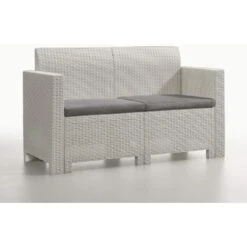 Conjunto De Salón Exterior Venere, Conjunto De Jardín Con Cojines, Conjunto De Salón Interior Efecto Ratán, 100% Made In Italy, Blanco -Mano Mano Ventas 91410414 5