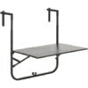 Outsunny Mesa Colgante Para Balcón Mesa De Pared De Acero Con Altura Ajustable En 4 Posiciones Carga Máx. 15 Kg Para Terraza Jardín 60x60,5x56-71 Cm