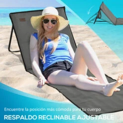 Outsunny Conjunto De 2 Esterillas De Playa Plegable Esteras Acolchadas Con Respaldo Reclinable Y Bolsa De Transporte Para Jardín 142x51x40 Cm -Mano Mano Ventas 91537586 5