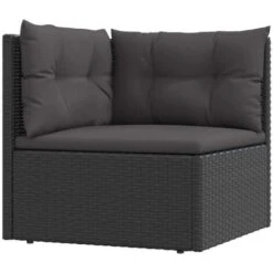 Sofá De Esquina De Jardín Con Cojines Ratán Sintético Negro VidaXL