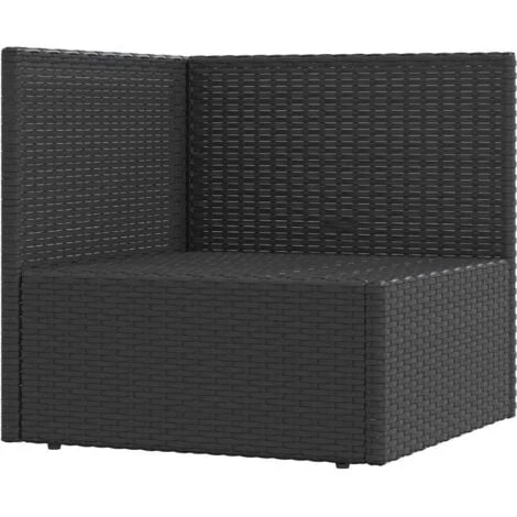 Sofá De Esquina De Jardín Con Cojines Ratán Sintético Negro VidaXL 4 Sofá De Esquina De Jardín Con Cojines Ratán Sintético Negro VidaXL - Imagen 4
