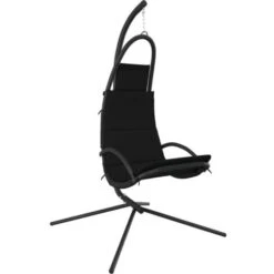 Silla Colgante De Jardín Con Cojín Acero Y Tela Oxford Negro VidaXL