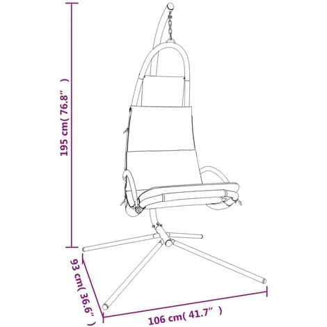 Silla Colgante De Jardín Con Cojín Acero Y Tela Oxford Negro VidaXL 3 Silla Colgante De Jardín Con Cojín Acero Y Tela Oxford Negro VidaXL - Imagen 3