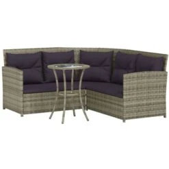 Set De Sofás En Forma De L 2 Pzas Cojines Ratán Sintético Gris VidaXL