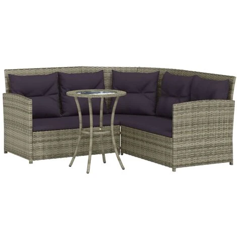 Set De Sofás En Forma De L 2 Pzas Cojines Ratán Sintético Gris VidaXL 1 Set De Sofás En Forma De L 2 Pzas Cojines Ratán Sintético Gris VidaXL