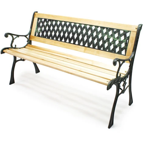 Banco Jardín Asiento Parque Inge Madera Y Hierro Fundido Respaldo Rejilla 2 Plazas Interior Exterior 2 Banco Jardín Asiento Parque Inge Madera Y Hierro Fundido Respaldo Rejilla 2 Plazas Interior Exterior - Imagen 2