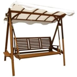 Balancín Columpio De 3 Plazas Jardín Madera Con Techo