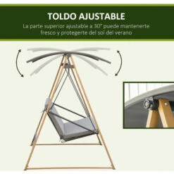 Outsunny Columpio Balancín De Jardín De 3 Plazas Con Techo Ajustable Asiento Acolchado Y Marco De Acero Carga 320 Kg 224x133x173cm -Mano Mano Ventas 92771450 5