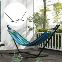 Outsunny Soporte Para Hamaca De Metal Estructura Para Hamaca Carga 120 Kg Para Jardín Terraza Patio 360x92x112 Cm Negro -Mano Mano Ventas 92899075 3