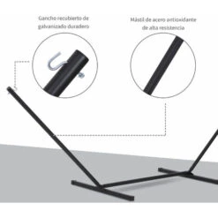 Outsunny Soporte Para Hamaca De Metal Estructura Para Hamaca Carga 120 Kg Para Jardín Terraza Patio 360x92x112 Cm Negro -Mano Mano Ventas 92899075 5