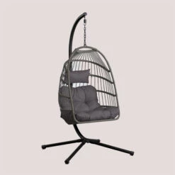 Sillón Colgante Con Base Y Cojín Anoop SKLUM Gris Hormigón