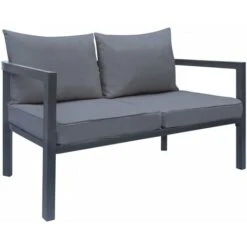 Conjunto De Muebles De Jardín De Metal Emma - Gris - 4 Plazas -Mano Mano Ventas 93977535 3