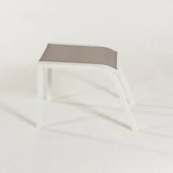 Reposapiés De Exterior Apilable, Medidas 57x52x45 Cm, Aluminio Blanco Y Textilene Taupé -Mano Mano Ventas 94402510 3