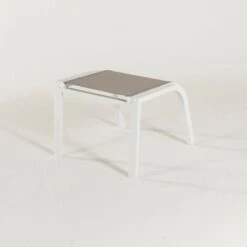 Reposapiés De Exterior Apilable, Medidas 57x52x45 Cm, Aluminio Blanco Y Textilene Taupé -Mano Mano Ventas 94402510 4