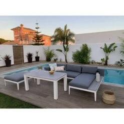 Muebles De Jardín CONJUNTOS SOFÁ Santorini 6 Plazas 1 Sofa Chaise Longue, 2 Mesas Y 1 Puf KieferGarden -Mano Mano Ventas 94581752 3