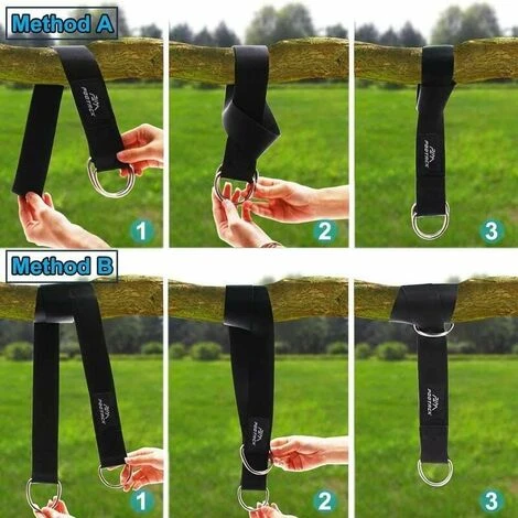 Juego De 2 Hamacas Correas Ultra Resistentes De Servicio Pesado 150CM Suspensión Con Anillo En D - Dos Mosquetones - Carga Máxima 500kg - Correas 100% Terileno No Elásticas - Adecuado Para Hamaca 4 Juego De 2 Hamacas Correas Ultra Resistentes De Servicio Pesado 150CM Suspensión Con Anillo En D - Dos Mosquetones - Carga Máxima 500kg - Correas 100% Terileno No Elásticas - Adecuado Para Hamaca - Imagen 4