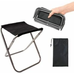 Mini Taburete Plegable De Aleación De Aluminio, Taburete Plegable Para Exteriores, Bolsa De Taburete Plegable Ultraligero Portátil Con Almacenamiento Para Pesca, Camping, Barbacoa, Viajes Al Aire Libr