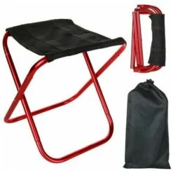 Taburete Plegable Portátil Rojo Con 2 Bolsas De Almacenamiento, Asiento De Aluminio, Taburete Plegable Para Exteriores Con Taburete Pequeño Oxford, Accesorios Ligeros Para Acampar Para Picnic, 2 Tabur