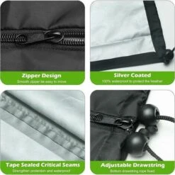 Cubierta Para Calentador Eléctrico De Patio - Impermeable - Tela Oxford 420D - Totalmente Resistente A La Intemperie - Con Cremallera Y Cordón Ajustable - A Prueba De Viento -Mano Mano Ventas 95777682 5