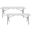 Pack 2 Mesas Plegables Portátiles Rectangulares De 180 Cm Orion91 Mesa Multiusos: Camping, Eventos En Espacios Exteriores O Interiores Mesa Resina Y Patas Acero 4-6 Personas Y Carga De 150kg