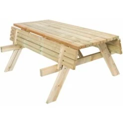 Mesa Pícnic Bancos Abatibles 200 Madera Tratada Gardiun 198x154x74 Cm 42 Mm 6-8 Personas