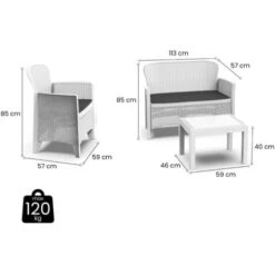 Dmora Salón De Jardín Ostuni, Conjunto De Jardín Con 2 Sillones, 1 Sofá Y 1 Mesa De Centro, Zona De Estar Efecto Ratán Con Cojines, 100% Made In Italy, Blanco -Mano Mano Ventas 96108962 3