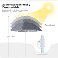 COSTWAY Sillas De Camping Con Sombrilla Silla Plegable Taburete De Pesca Doble Con Portavasos Para Exterior Picnic Senderismo Barbacoa (Gris) 8 COSTWAY Sillas De Camping Con Sombrilla Silla Plegable Taburete De Pesca Doble Con Portavasos Para Exterior Picnic Senderismo Barbacoa (Gris) -Mano Mano Ventas 96529320 4