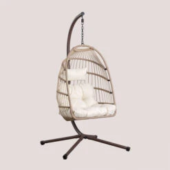 Sillón Colgante Con Base Y Cojín Anoop SKLUM Marrón Trigo