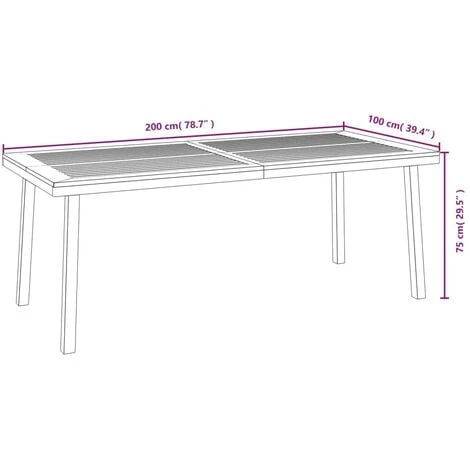 Mesa De Jardín Madera Maciza De Acacia 200x100x75 Cm VidaXL 3 Mesa De Jardín Madera Maciza De Acacia 200x100x75 Cm VidaXL - Imagen 3