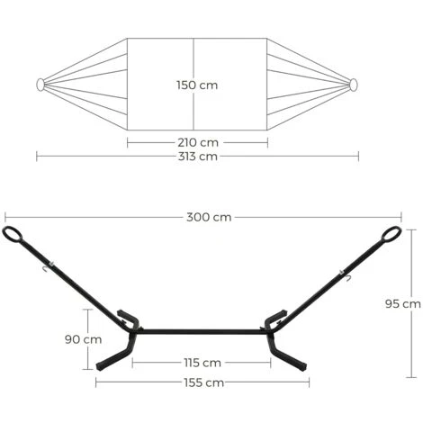 Songmics Hamaca Con Soporte, Hamaca De 210 X 150 Cm, 5 Alturas Ajustables, Portátil Con Estructura De Metal, Carga De 240 Kg, Patio, Jardín, Soporte Negro Y Hamaca Gris 5 Songmics Hamaca Con Soporte, Hamaca De 210 X 150 Cm, 5 Alturas Ajustables, Portátil Con Estructura De Metal, Carga De 240 Kg, Patio, Jardín, Soporte Negro Y Hamaca Gris - Imagen 5
