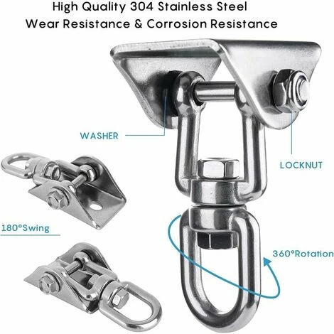 Innovador Gancho De Techo Con Acero Inoxidable 304, Capacidad De 500 Kg, Rotación De 360°, Suspensión Para Conjuntos De Hormigón, Silla Colgante, Lámpara Colgante, Hamaca, Yoga, Con 4 Tornillos De Fij 3 Innovador Gancho De Techo Con Acero Inoxidable 304, Capacidad De 500 Kg, Rotación De 360°, Suspensión Para Conjuntos De Hormigón, Silla Colgante, Lámpara Colgante, Hamaca, Yoga, Con 4 Tornillos De Fij - Imagen 3
