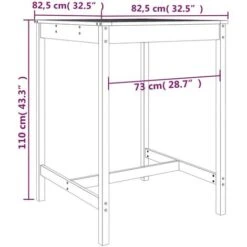 Mesa De Jardín Madera Maciza Douglas 82,5x82,5x110 Cm VidaXL -Mano Mano Ventas 97280662 3