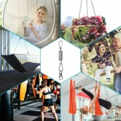 Gancho De Techo, Resorte De Acero Capacidad De 250 Kg Gancho De Montaje En Pared De Techo De Acero Inoxidable 304 Resistente Con Dos Mosquetones Para Colgar Hamaca Silla Colgante, -Mano Mano Ventas 97405026 4