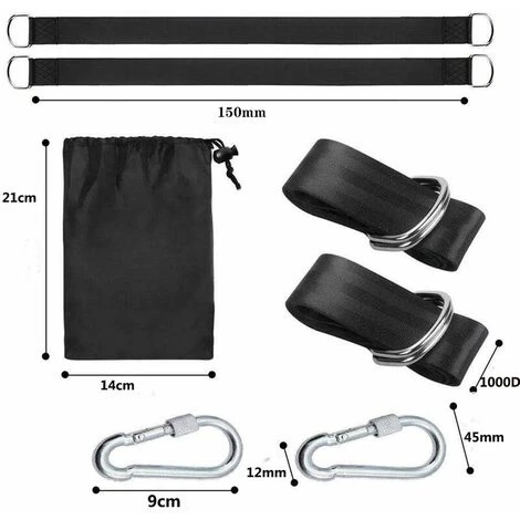 Correas Para Hamacas Correas Para Columpios, 150 Cm Correas Para Hamacas Para Exteriores Con Mosquetones De Seguridad Para Columpios Y Hamacas Máx. 2 Correas Para Hamacas Correas Para Columpios, 150 Cm Correas Para Hamacas Para Exteriores Con Mosquetones De Seguridad Para Columpios Y Hamacas Máx. - Imagen 2